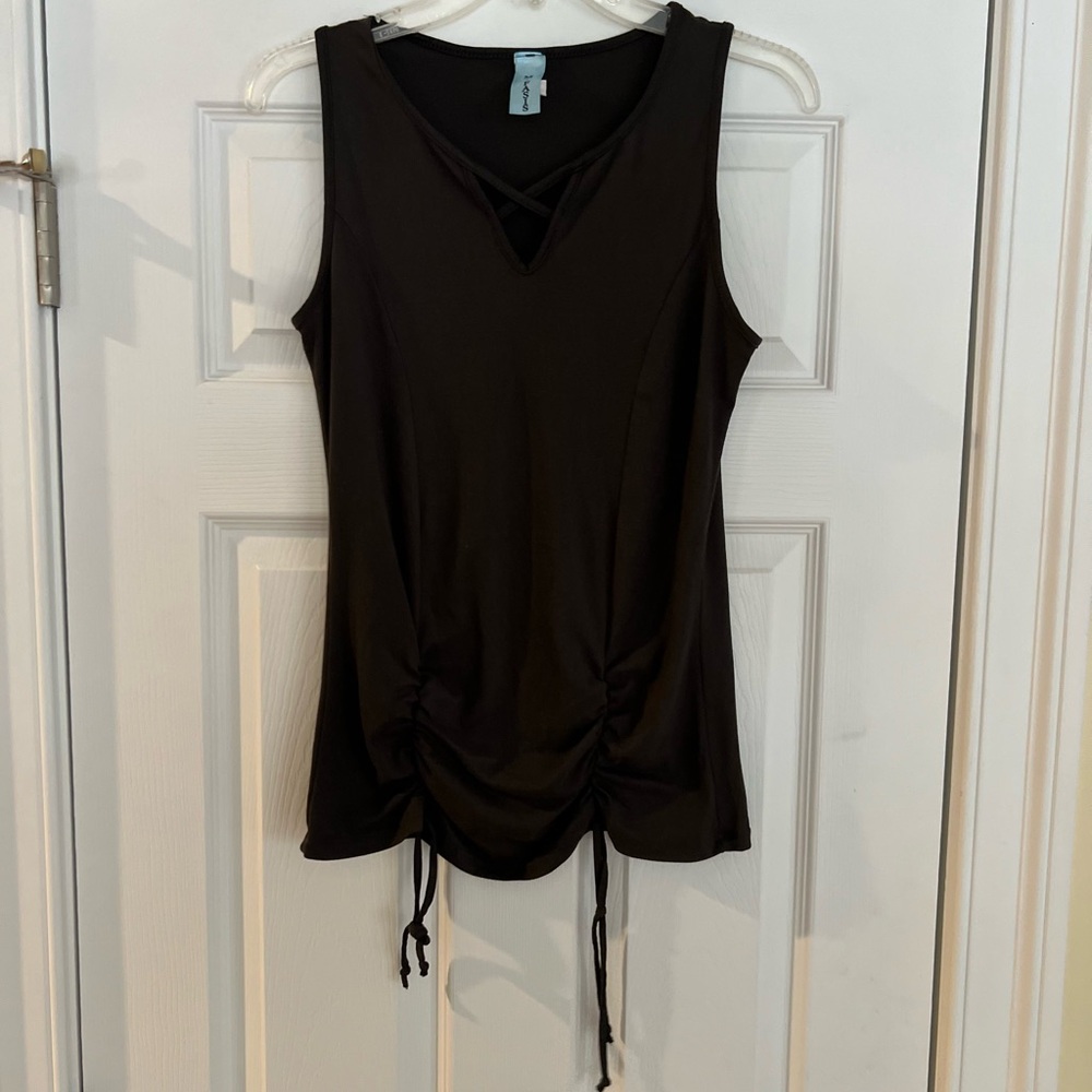 Ladies Size Small "M-Fasis" Black Sleeveless Ruched Tank Top GUC ❤️